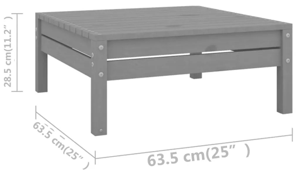 Set mobilier de gradina, 3 piese, gri, lemn masiv de pin Gri, 1