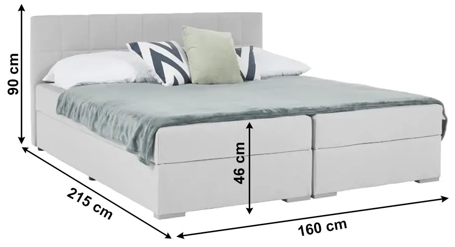 Pat tip BOXSPRING 160x200, gri deschis, FERATA KOMFORT