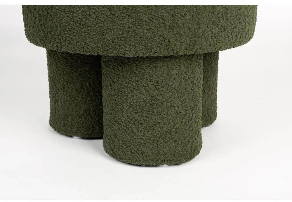 Taburet verde cu tapițerie din țesătură bouclé Marcos – White Label