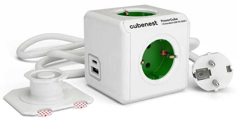 Priză 13 cm PowerCube Extended USB Schuko – Cubenest