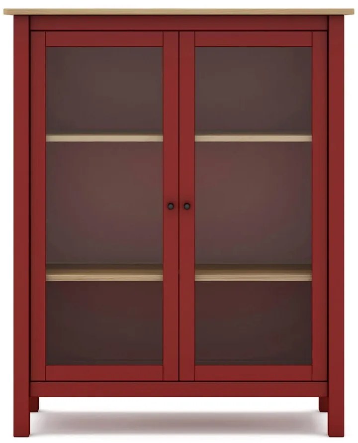 Vitrină roșu/natural din lemn de pin 90x110 cm Misti – Marckeric