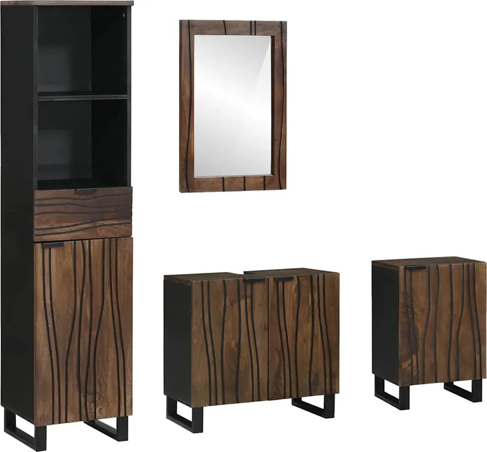 vidaXL Set de mobilier pentru baie cu sertar 4 pcs Alb Lemn compozit