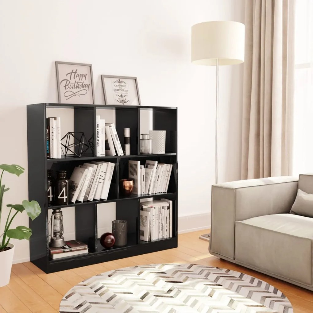800178 vidaXL Bibliotecă, negru extralucios, 97,5x29,5x100 cm, PAL