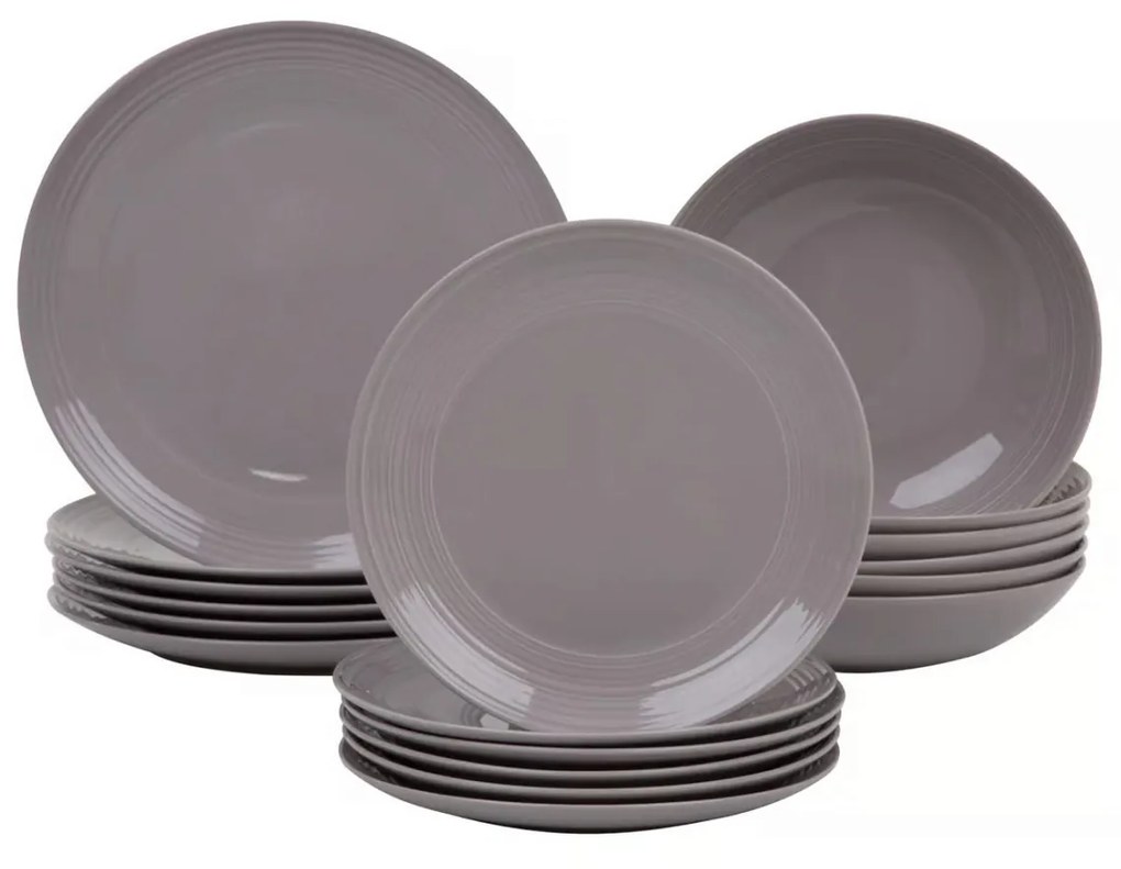 Serviciu de masa, 18 piese, 6 persoane, gri, Linea