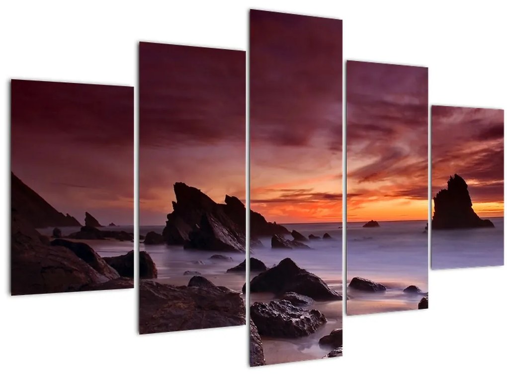Tablou cu apus de soare pe mal (150x105 cm)