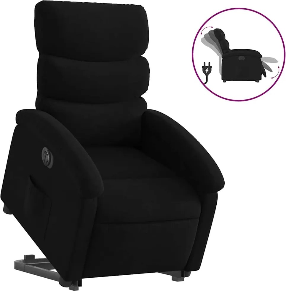 vidaXL Fotoliu electric rabatabil cu ridicare, negru, textil