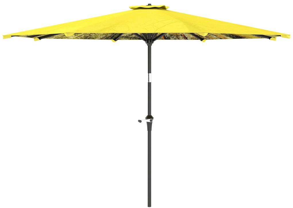 Outsunny Umbrelă de soare Ø300 cm, Umbrelă de soare cu manivelă, Umbrelă octogonală pentru Balcon, Galben | Aosom Romania