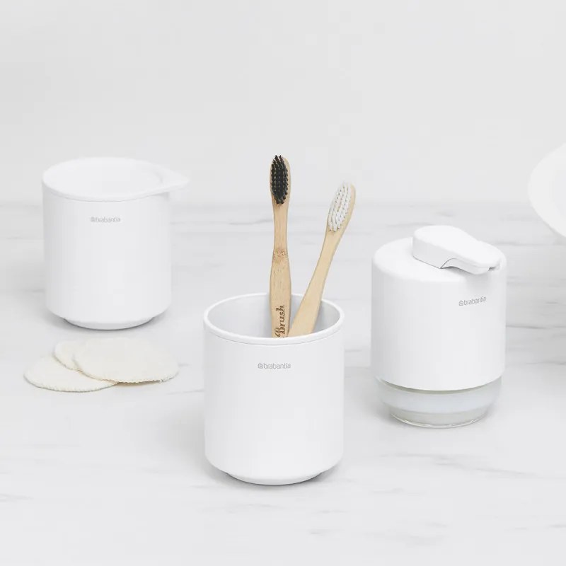 Brabantia MindSet suport periuță de dinți 1005685, Curățare ușoară, Deschidere largă, Acoperire minerală, Alb