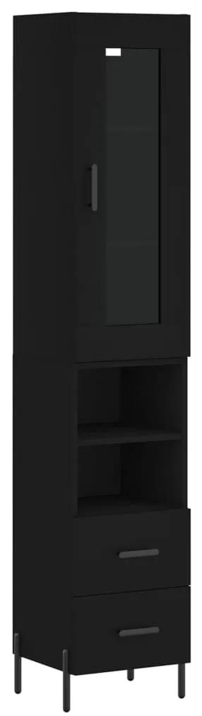 3199306 vidaXL Dulap înalt, negru, 34,5x34x180 cm, lemn prelucrat