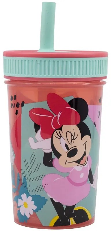 Disney Minnie Being More pahar cu pai de silicon 420 ml