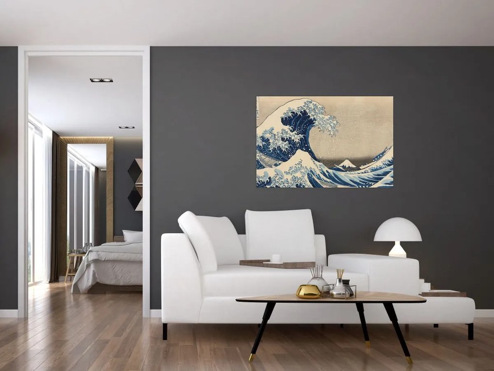 Tablou - Katsushika Hokusai, Under the Wave off Kanagawa, reproducere (90x60 cm)