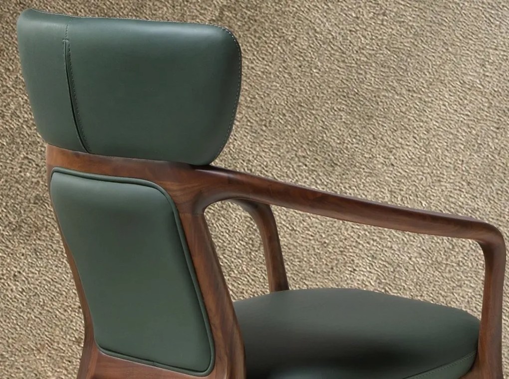 Scaun cu brate LUX design italian, Piele Sintetica Verde Inchis