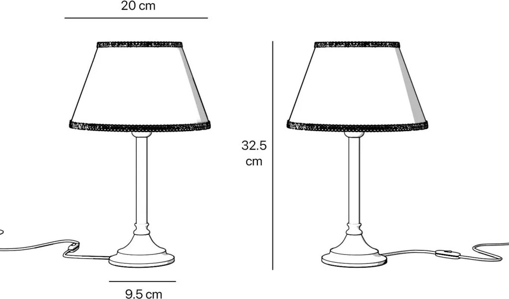 Veioza, Lampa de masa cu abajur elegant Ivory Striped