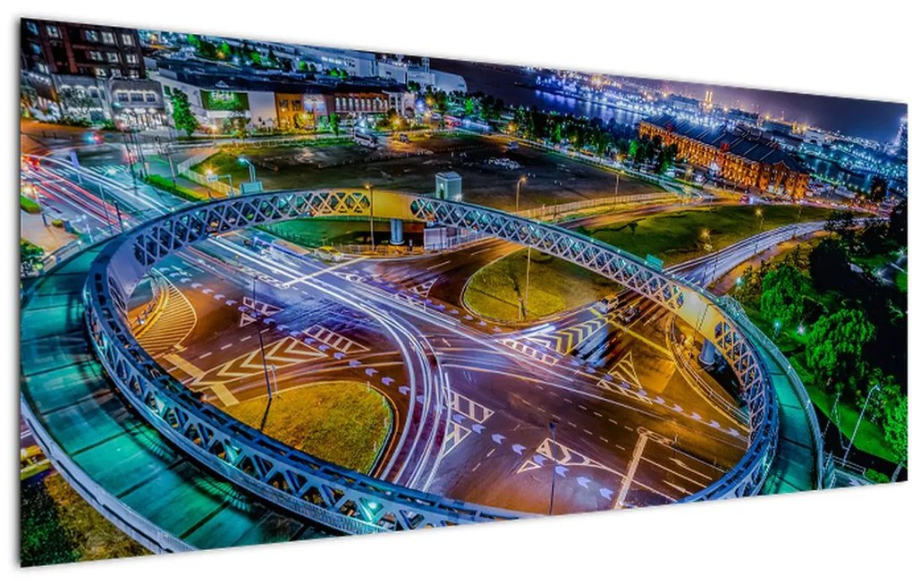 Tablou panorama orașului nocturn (120x50 cm)