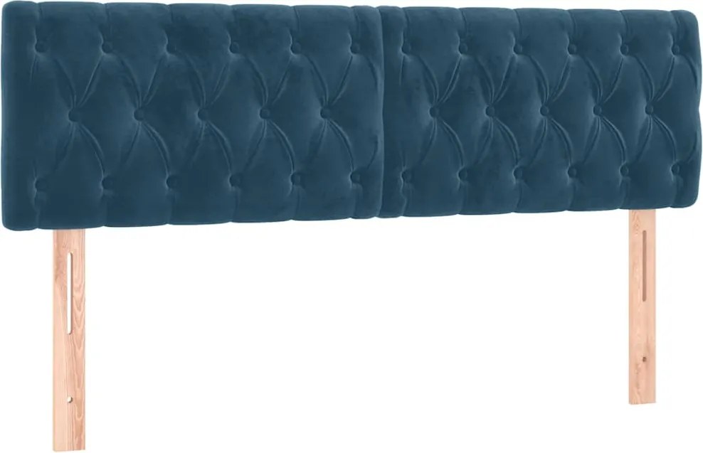 vidaXL Tăblii de pat, albastru închis, 144x7x78/88 cm, catifea