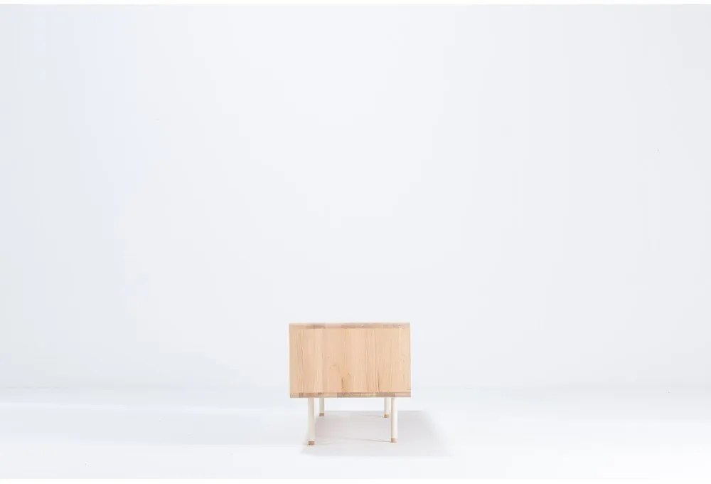 Comodă TV albă/în culoare naturală din lemn de stejar 200x48 cm Fina – Gazzda