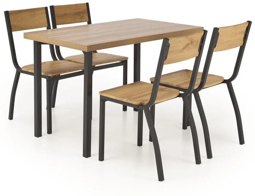 Set masa + 4 scaune Milton natur/negru
