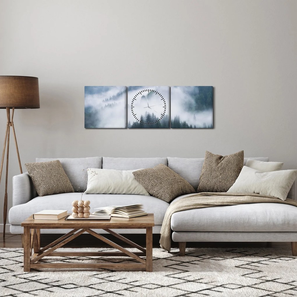 Tablou - Copacii în ceață (cu ceas) (90x30 cm)