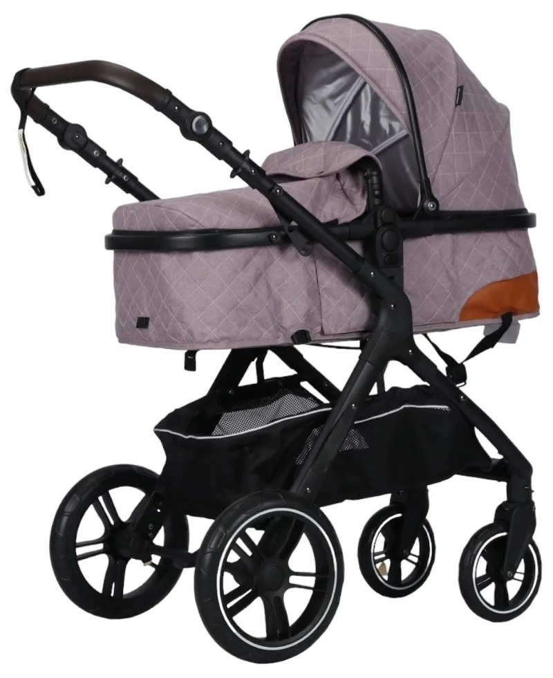 Carucior nou nascuti 2 in 1 NOVOKIDS™ X1000 series, Cu geanta bebe, Cadru Aluminiu, Amortizoare, Roti din cauciuc plin AVE, Landou, Spatar reglabil 3