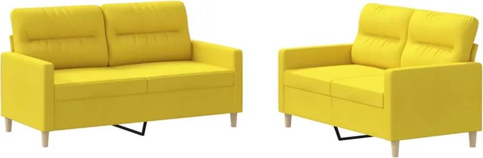 vidaXL Set de canapele cu perne, 2 piese, galben deschis, textil
