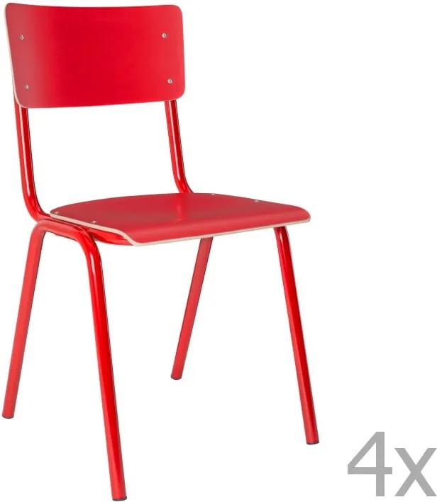 Set 4 scaune Zuiver Back to School, roșu