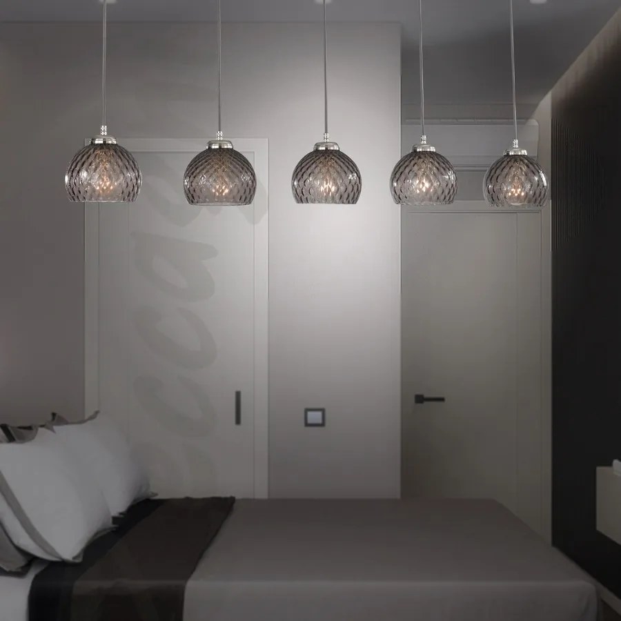 Lustra moderna cu 5 pendule design italian 10003 fumuriu