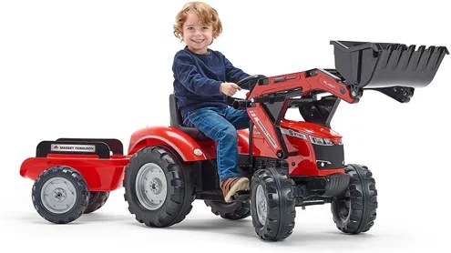 Tractor pentru copii Falk 4010AM, cu Remorca si Incarcator frontal, rosu