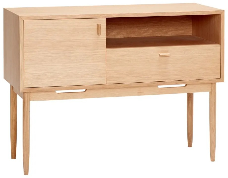 Comodă în culoare naturală înaltă cu aspect de lemn de stejar 100x75 cm Cube – Hübsch