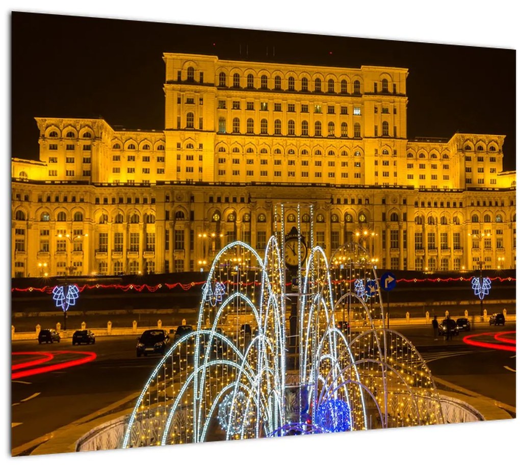 Tablou pe sticlă - Palatul Parlamentului, București, România (70x50 cm)