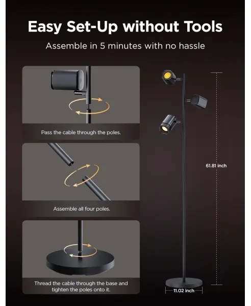 Govee - Lampă de podea LED dimmabilă TREE MATTER RGBICWW/48W/230V Wi-Fi