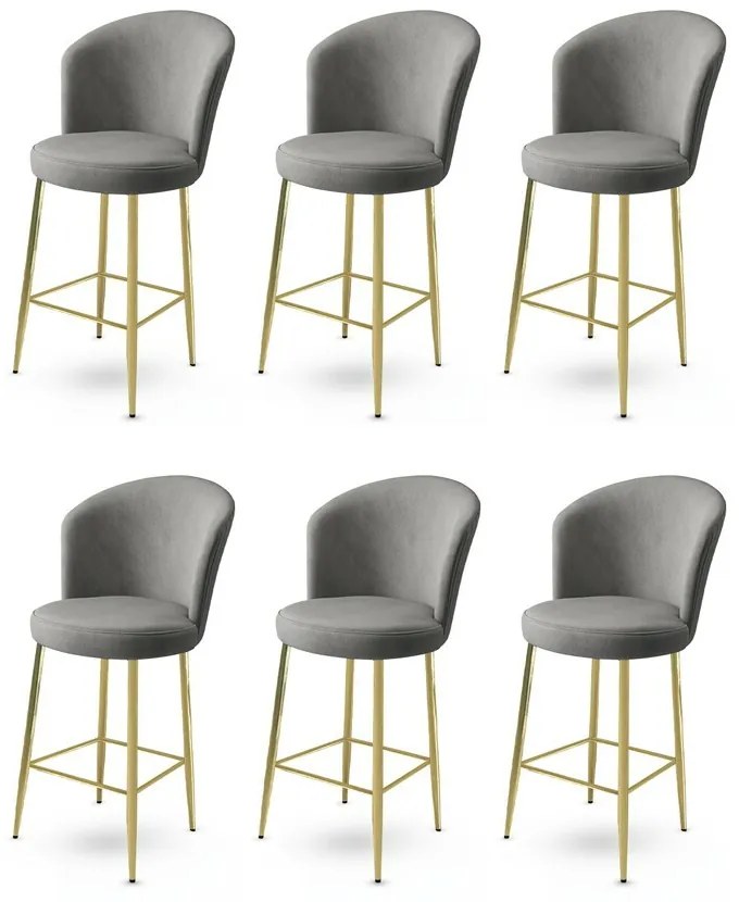 Set de scaune de bar Fora Grey and Gold, 6 buc.