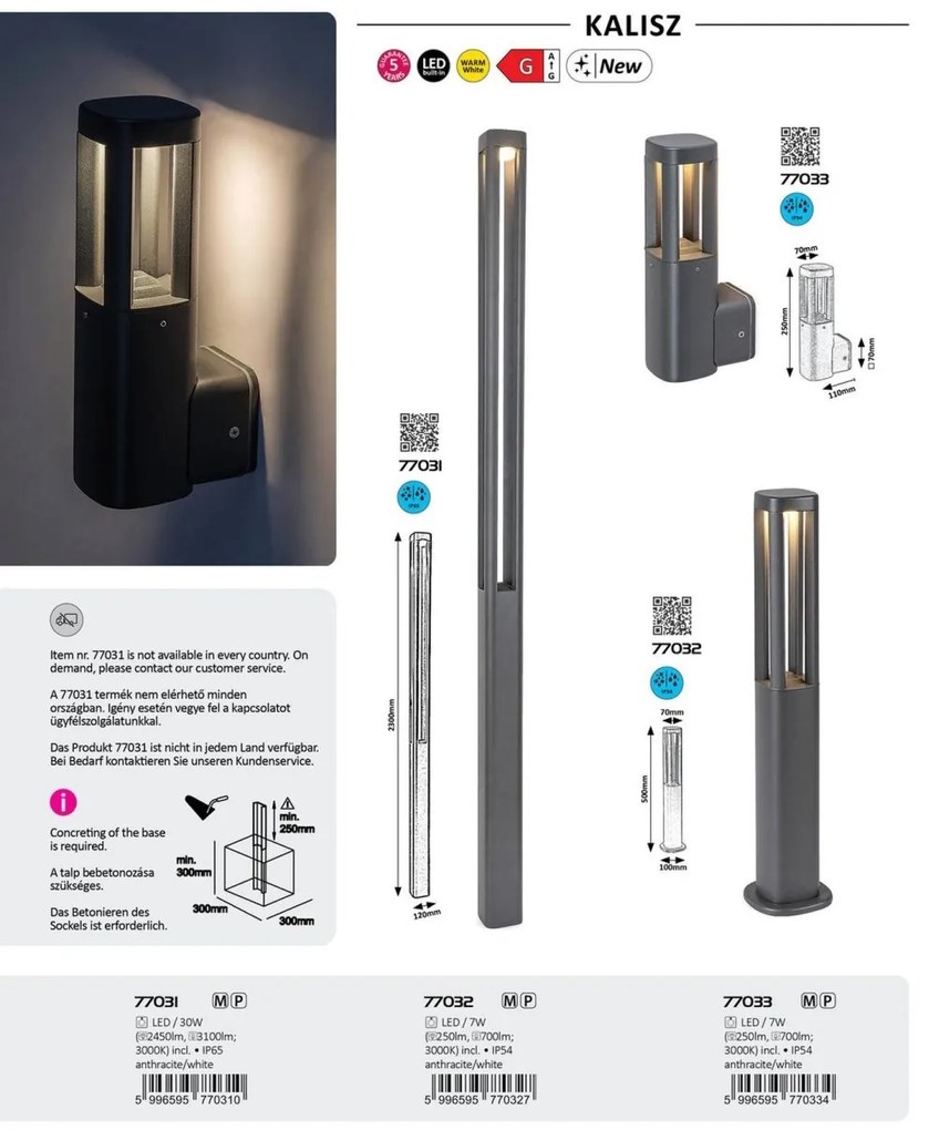 Aplica de perete exterior IP54 LED Kalisz