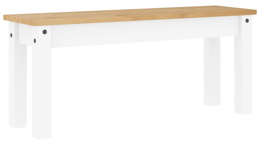 4005713 vidaXL Banchetă de bucătărie Panama, alb, 105x30x45 cm, lemn masiv pin