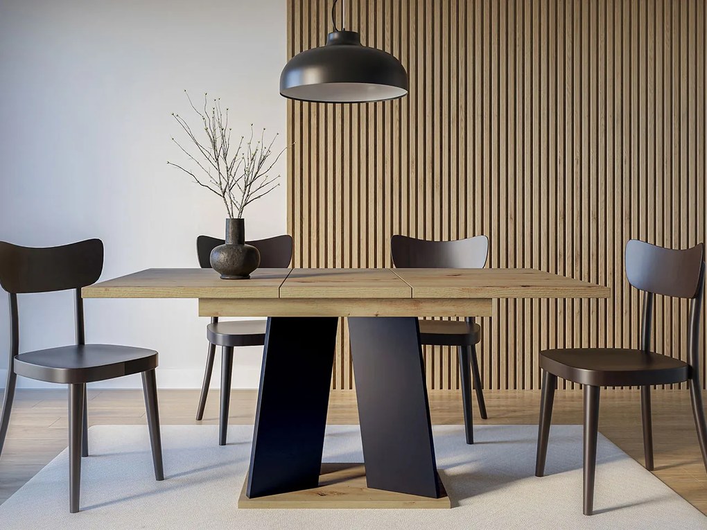 Masă sufragerie extensibilă 120 cm Jeremias (Gri + Negru) (pentru 4-6 persoane). 1105343