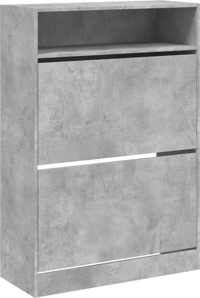 vidaXL Dulap de pantofi 2 sertare rabatabile, gri beton, 80x34x116 cm