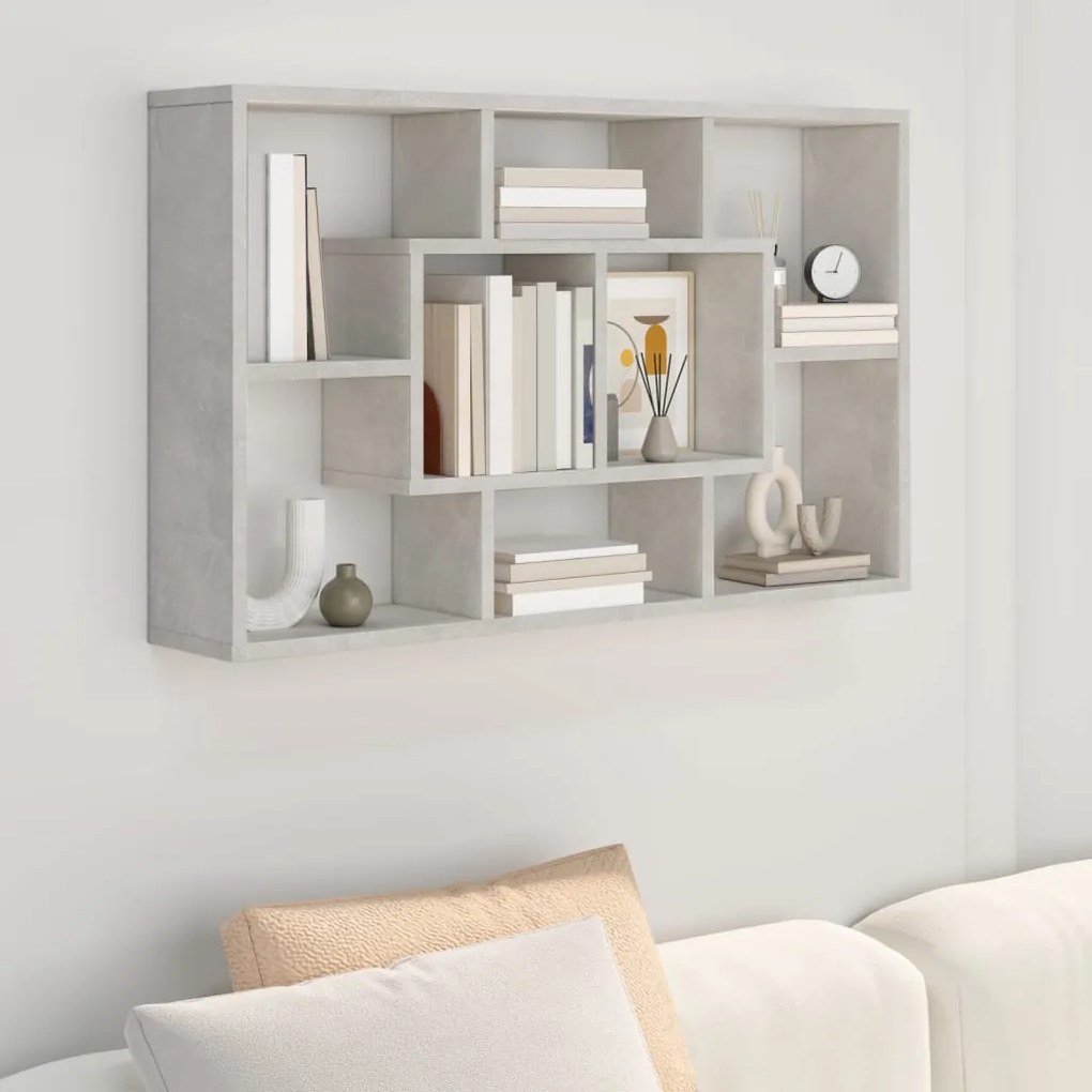 vidaXL Raft de perete, gri beton, 85x16x52,5 cm, lemn prelucrat