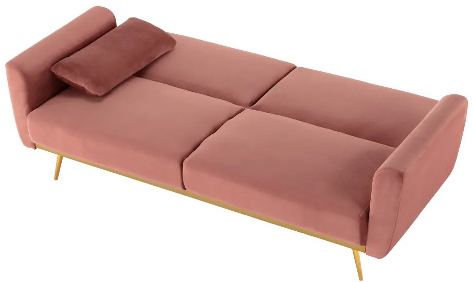 Canapea extensibilă, catifea Velvet roz învechit/cromat-auriu, HORSTA