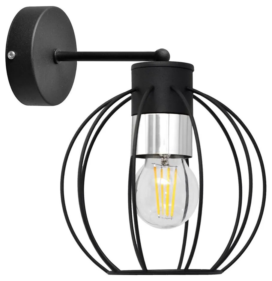 Lampă de perete STARLIGHT 1xE27/15W/230V neagră/argintie