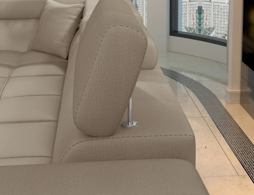 Coltar extensibil dreapta 4 locuri ELTAP, ERI-06, Eridano, 275x202x88 cm, lemn/poliester, maro deschis