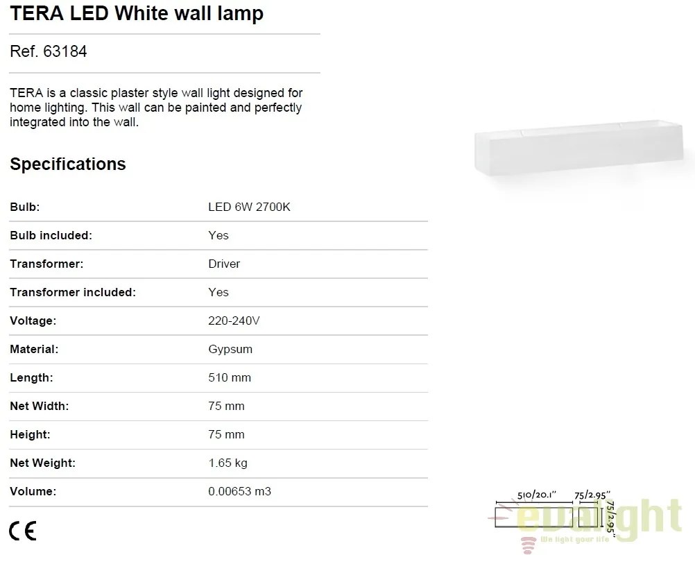 Aplica perete LED cu lumina ambientala TERA 63184