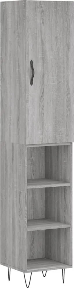 vidaXL Dulap înalt, gri sonoma, 34,5x34x180 cm, lemn prelucrat