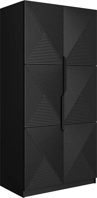 Dulap Asha 100 cm și mânere metalice - negru mat / mânere negre