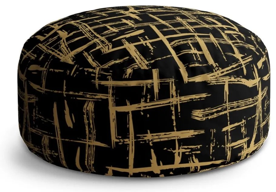 Taburet Circle pictură aurie, negru / auriu