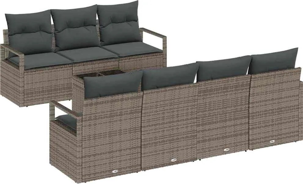 vidaXL Set de canapea 8 pcs Gri poliratan