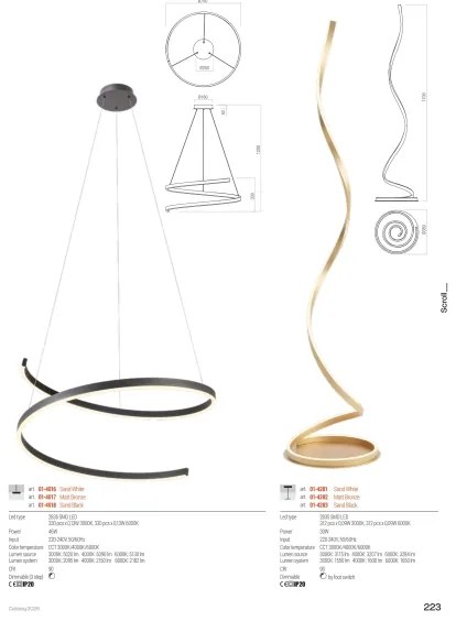 Redo 01-4281 - Lampadar LED reglabil SCROLL LED/30W/230V alb