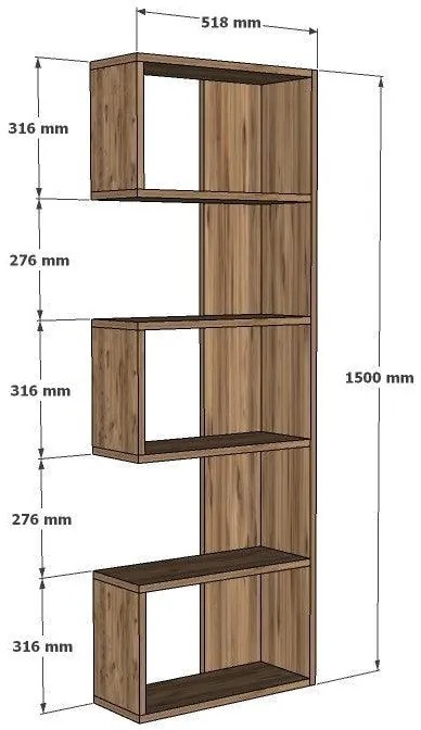 Biblioteca  Nebu, Stejar, 52x150x20 cm