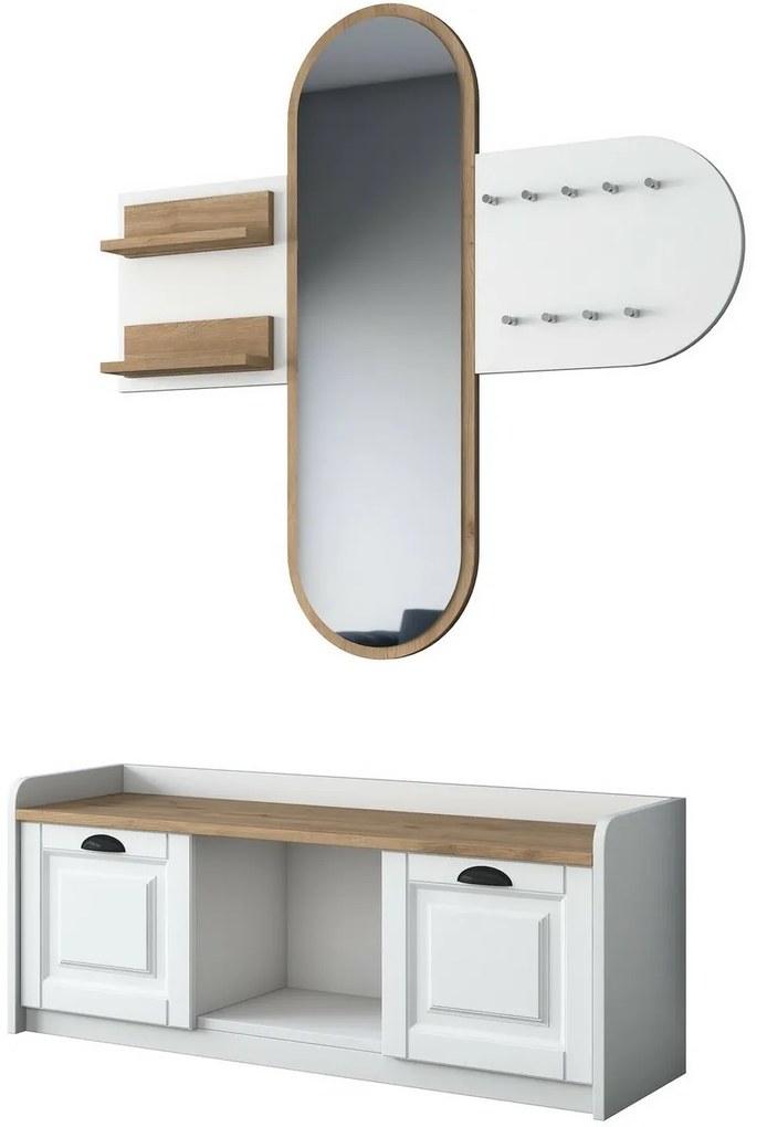 Set de hol Ema White and Walnut