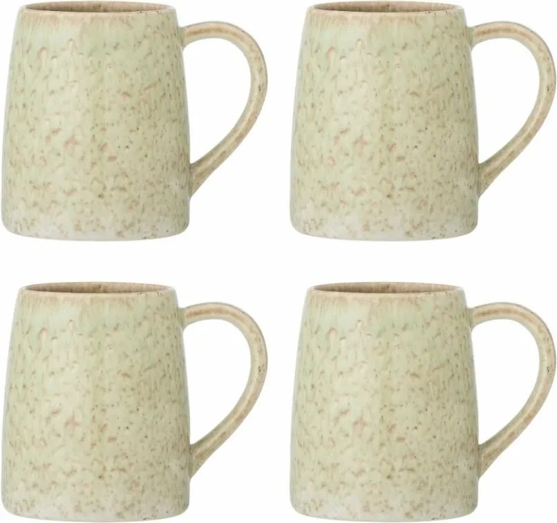 Set 4 căni din ceramică, multicolor, fond crem cu tonuri calde, glazură reactivă cu nuanțe unice, 10 x 9 cm, „Winnie”