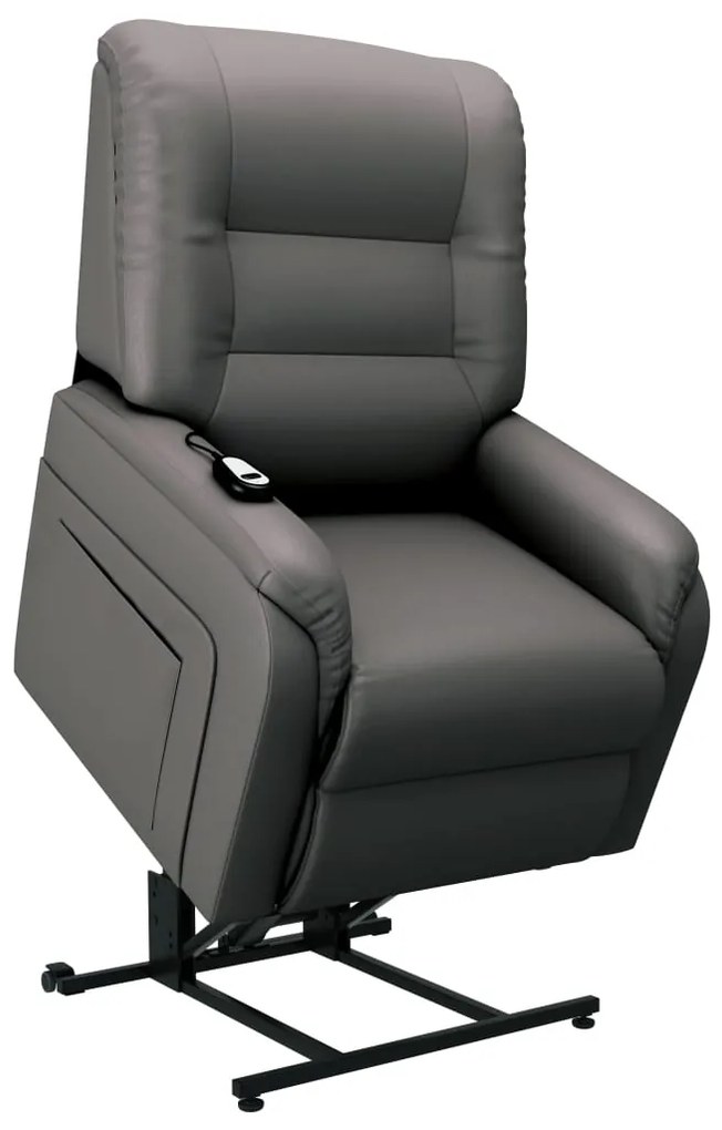 249910 vidaXL Fotoliu TV rabatabil electric vertical, gri, piele ecologică