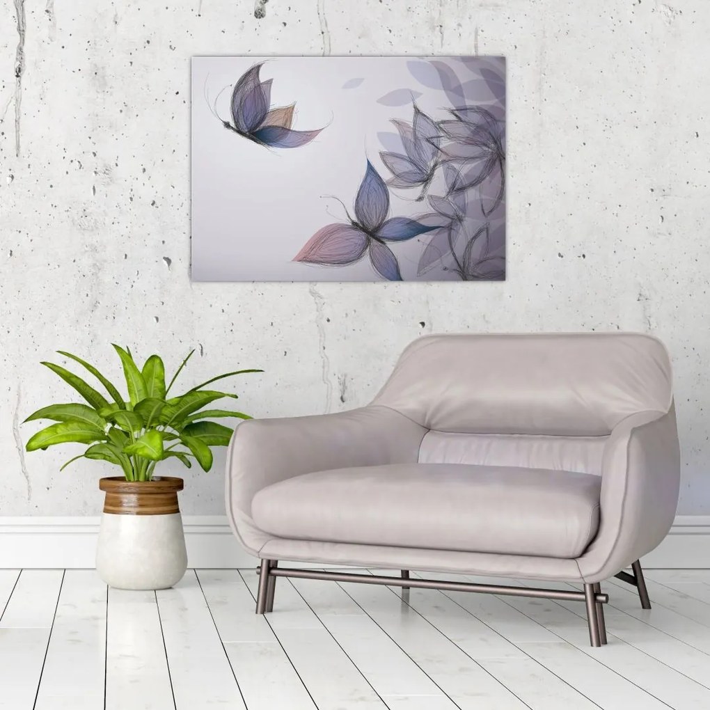 Tablou - Fluturi desenați (70x50 cm)